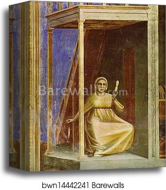 The Angel Appearing to St. Anne. Detail by Giotto, Canvas Print