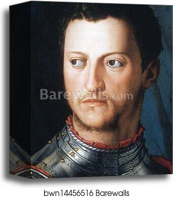 Portrait of Cosimo I de'Medici in Armor. Detail by Agnolo Bronzino, Canvas Print