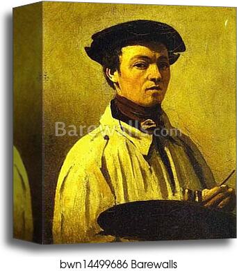 Self-Portrait with Palette in Hand by Jean-Baptiste-Camille Corot, Canvas Print
