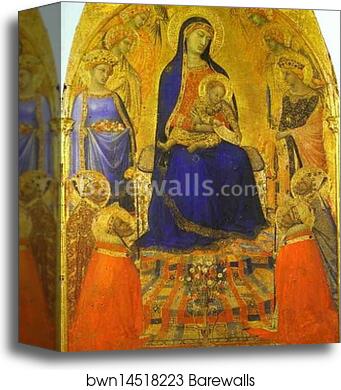 Madonna and Child Enthroned, with Angels and Saints by Ambrogio Lorenzetti, Canvas Print