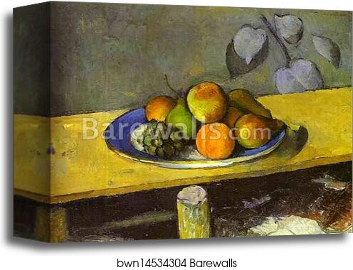 Apples, Peaches, Pears and Grapes (Pommes, pêches, poires et raisins) by Paul Cézanne, Canvas Print