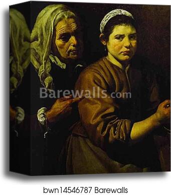Christ in the House of Martha and Mary. Detail by Diego Velázquez, Canvas Print