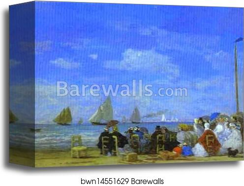 Beach Scene, Trouville by Eugène-Louis Boudin, Canvas Print Beach Scene, Trouville by Eugène-Louis Boudin, Canvas Print
