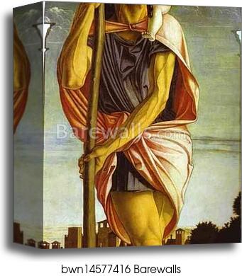 St. Christopher (Detail of panel of St. Vincent Ferrar Polyptych) by Giovanni Bellini, Canvas Print
