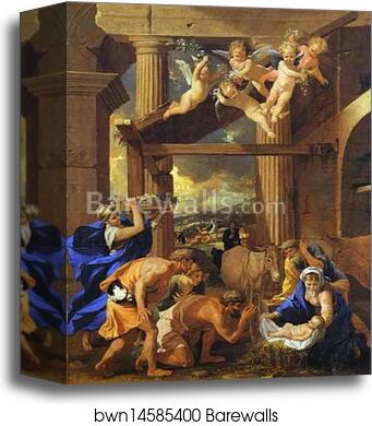 Adoration of the Shepherds by Nicolas Poussin, Canvas Print