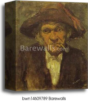 Head of Old Man Smoking by James Abbott Mcneill Whistler, Canvas Print