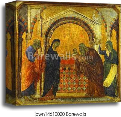 Maestà (front, predella) The Presentation in the Temple by Duccio Di Buoninsegna, Canvas Print