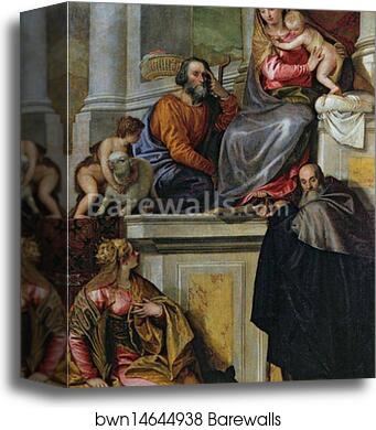 Holy Family with Saint John the Baptist, Saint Abthony Abbot, and Saint Catherine by Paolo Veronese, Canvas Print