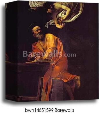 St. Matthew and the Angel by Caravaggio, Canvas Print