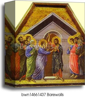 Maestà (back, crowning panel) Doubting St. Thomas by Duccio Di Buoninsegna, Canvas Print