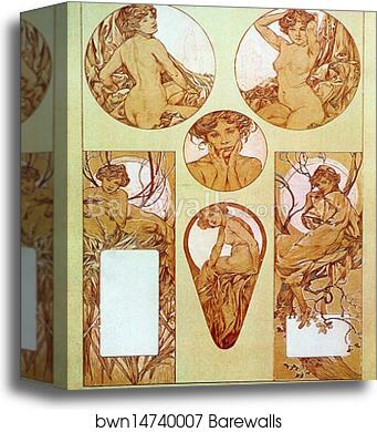 Figures Decoratives by Alphonse Mucha, Canvas Print