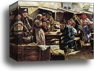 Lunch. Study for the painting "Flea market in Moscow" by Vladimir Makovsky, Canvas Print