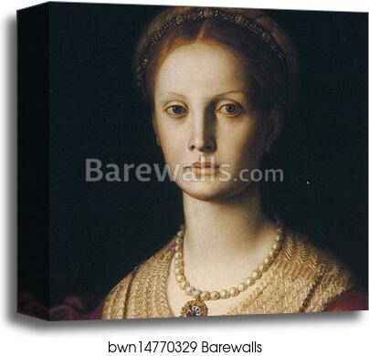 Portrait of Lucrezia Panciatichi. Detail by Agnolo Bronzino, Canvas Print