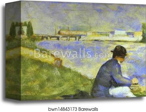 Seated Person. (study for Bathers at Asnières) by Georges Seurat, Canvas Print