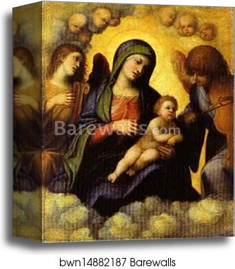Madonna and Child in Glory with Angels by Correggio, Canvas Print