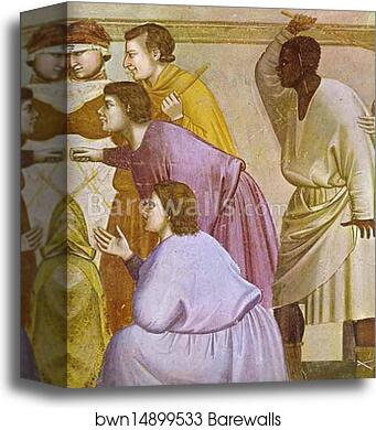 The Mocking of Christ and Flagellation. Detail by Giotto, Canvas Print