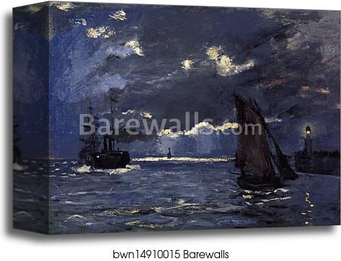 A Seascape, Shipping by Moonlight by Claude Monet, Canvas Print