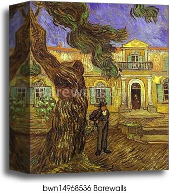 Tree and Man (in front of the Asylum of Saint-Paul, St. Rémy) by Vincent Van Gogh, Canvas Print