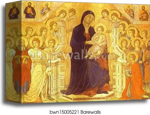 Maestà (front, central panel) by Duccio Di Buoninsegna, Canvas Print