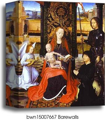The Virgin and Child with an Angel, St. George and a Donor by Hans Memling, Canvas Print