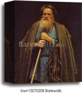 Peasant Holding a Bridle. (Portrait of Mina Moiseyev) by Ivan Kramskoy, Canvas Print