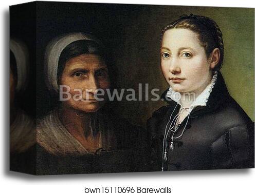 Self-Portrait. Detail by Sofonisba Anguissola, Canvas Print