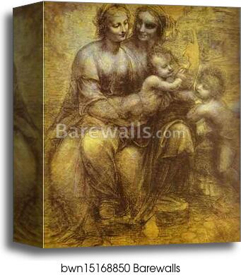 Burlington House Cartoon (Mary, Christ, St. Anne and the Infant St. John) by Leonardo Da Vinci, Canvas Print