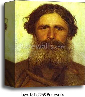 The Portrait of a Peasant by Ivan Kramskoy, Canvas Print