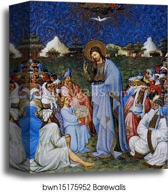 Les trÄ�s riches heures du Duc de Berry. Feeding the Multitude. Detail by Limbourg Brothers, Canvas Print