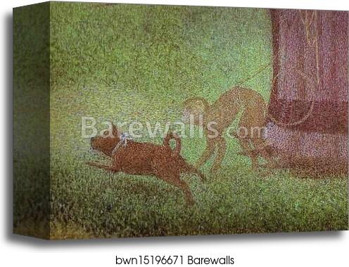 A Sunday on La Grande Jatte. Detail by Georges Seurat, Canvas Print