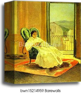 Portrait of the Artist's Wife Anna Gay, née Zabela by Nikolay Gay, Canvas Print