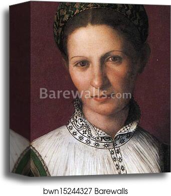 Lady in Green. Detail by Agnolo Bronzino, Canvas Print