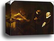 The Mennonite Minister Cornelius Claeszoon Anslo in Conversation with His Wife Aaltje by Rembrandt Harmenszoon Van Rijn, Canvas Print