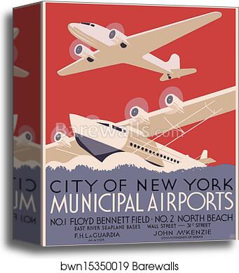 City of New York Municipal Airports (WPA) by Harry Herzog, Canvas Print