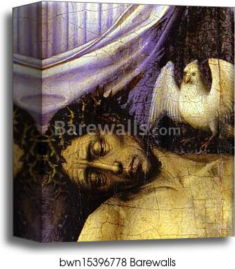 Mourning Trinity (Throne of God). Detail by Robert Campin (Master Of Flemalle), Canvas Print