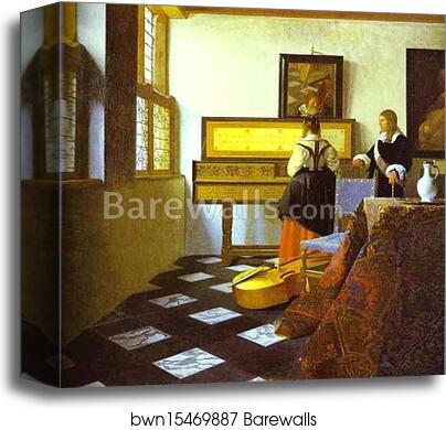The Music Lesson by Jan Vermeer, Canvas Print