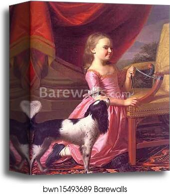 Young Girl with a Bird and Dog by John Singleton Copley, Canvas Print