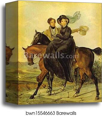 Portrait of K. A. and M. Ya. Narishkin by Karl Brulloff, Canvas Print