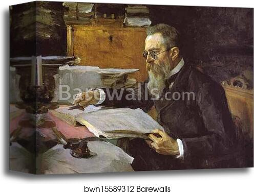 Portrait of the Composer Nikolay Rimsky-Korsakov by Valentin Serov, Canvas Print