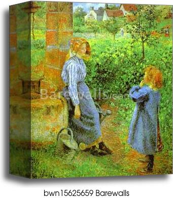 Woman and Child at a Well by Camille Pissarro, Canvas Print Woman and Child at a Well by Camille Pissarro, Canvas Print