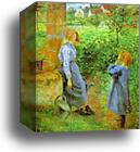 Woman and Child at a Well by Camille Pissarro, Canvas Print
