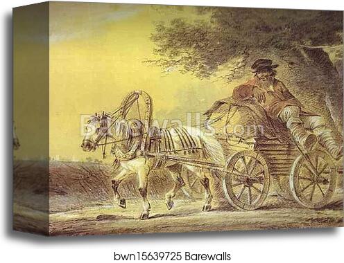 Peasant in a Cart by Alexander Orlowski, Canvas Print
