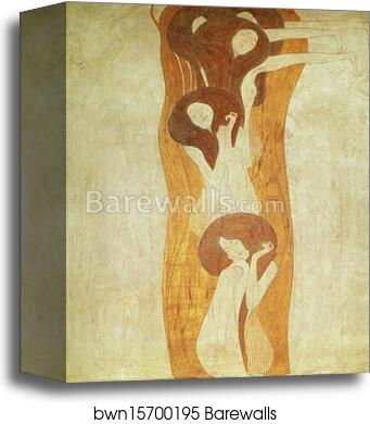 The Beethoven Frieze: The Longing for Happiness Finds Repose in Poetry by Gustav Klimt, Canvas Print
