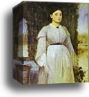 Young Woman Standing Next to a Table by Edgar Degas, Canvas Print