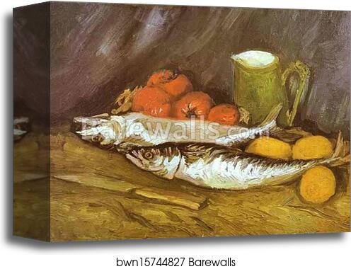 Still Life with Mackerels, Lemons and Tomatoes by Vincent Van Gogh, Canvas Print
