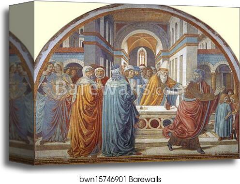 Tabernacle of the Visitation: Expultion of Joachim from the Temple by Benozzo Gozzoli, Canvas Print
