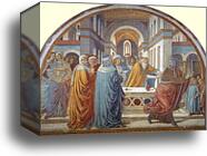 Tabernacle of the Visitation: Expultion of Joachim from the Temple by Benozzo Gozzoli, Canvas Print