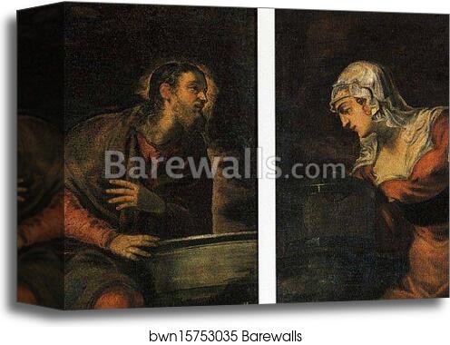 Christ at the Well. The Samaritan Woman at the Well by Jacopo Robusti, Called Tintoretto, Canvas Print