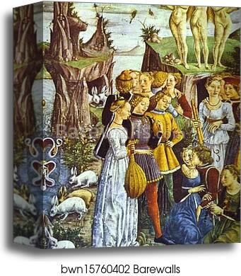 Triumph of Venus. Detail from "April" from the Cycle of the Months by Francesco Del Cossa, Canvas Print