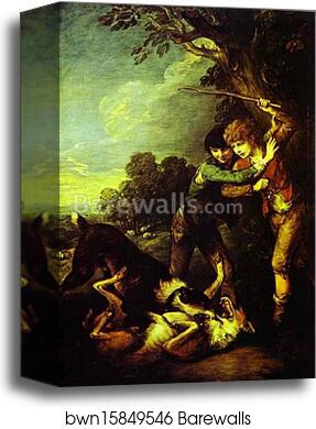 Two Shepherd Boys with Dogs Fighting by Thomas Gainsborough, Canvas Print Two Shepherd Boys with Dogs Fighting by Thomas Gainsborough, Canvas Print